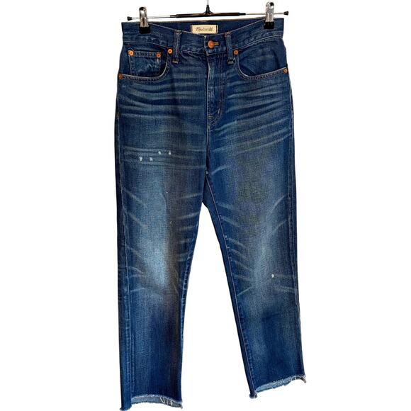 Madewell The Perfect Vintage Jean Sz 26 Straight Leg Raw Hem High Rise Ankle - Picture 1 of 7